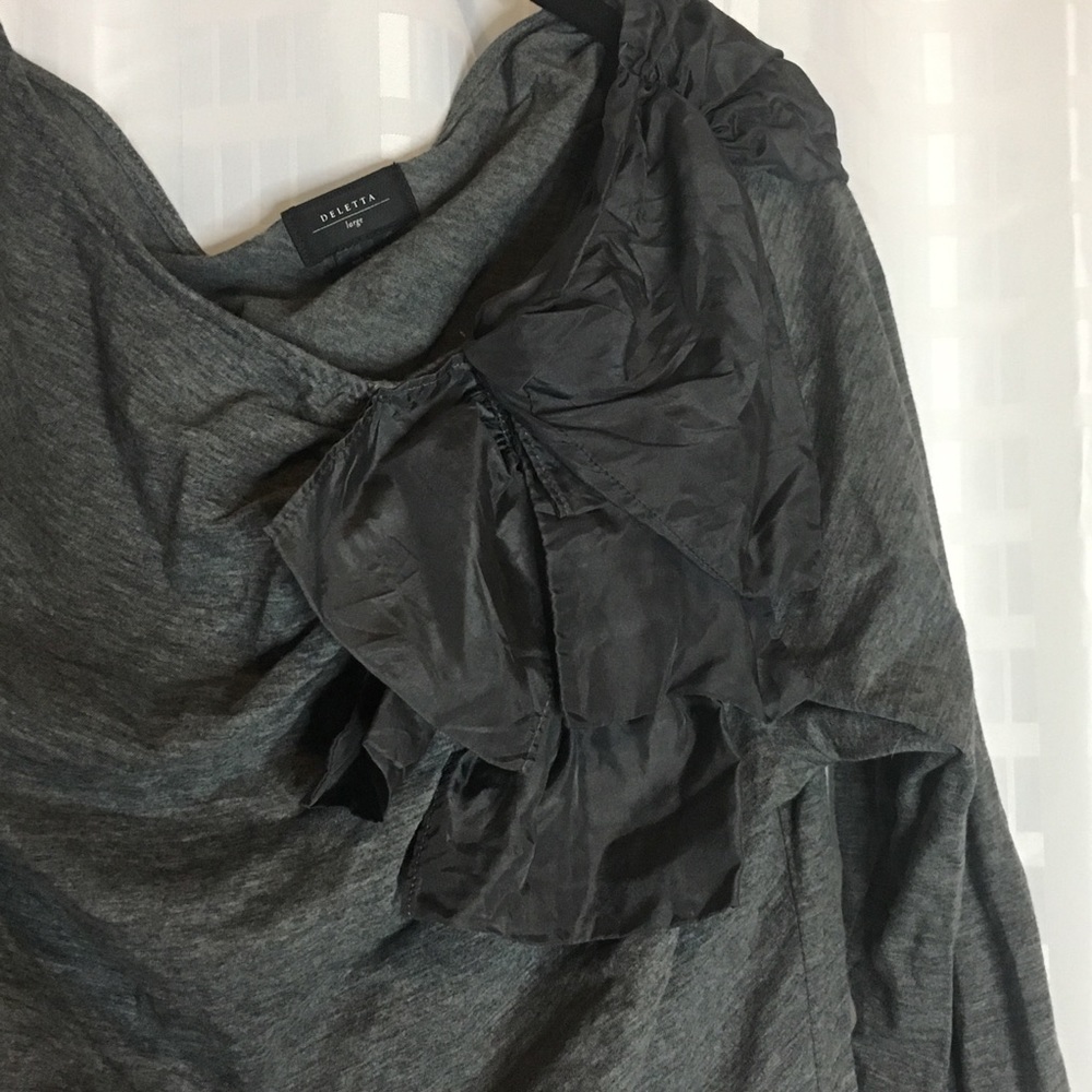 Anthropologie Deletta Size L Gray Top 3/4 Sleeve - Picture 2 of 5